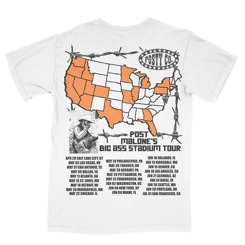 Big Ass Stadium Tour All Over Print T-Shirt Post Malone Official Shop