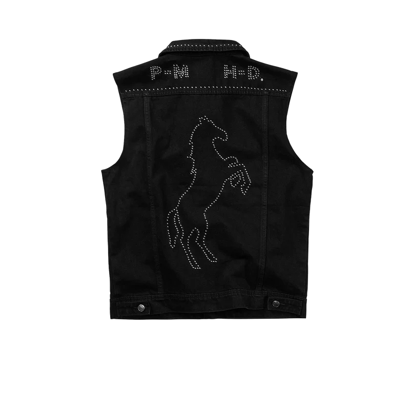Post Malone x H-D Studded Horsepower Slim Fit Denim Vest Post Malone Official Shop
