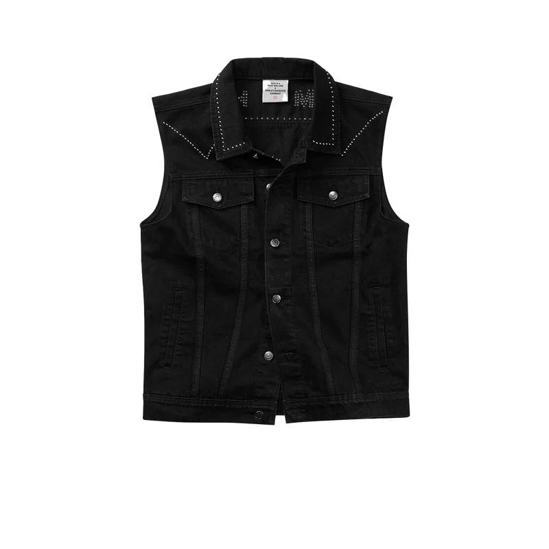 Post Malone x H-D Studded Horsepower Slim Fit Denim Vest Post Malone Official Shop